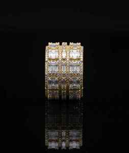 Mens Round Yellow Gold Hip Hop <b>Ring</b> Iced Out Diamond Style 925 Sterling <b>Silver</b> or 10K 14K Gold Finish Streetwear <b>Statement</b> <b>Ring</b> - Product Image 2