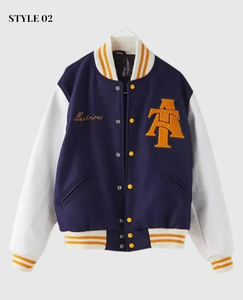 Veste de baseball pour homme, col montant noir et blanc, broderie de lettres, boutons pression - Product Image 5