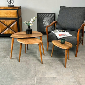 Handmade Set of <b>3</b> Walnut <b>Nesting</b> Coffee <b>Tables</b> Mid-Century Modern Side <b>Tables</b> for Living Room - Product Image 3