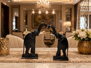 Handcrafted Wooden <b>Elephant</b> Figurines Set – Traditional Tribal Animal Home <b>Decor</b> - Product Image 2