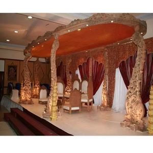 มณฑปงานแต่งงานอินเดียรูปนกยูงทำจากไม้ มณฑปงานแต่งงานที่สวยงาม มณฑปไม้แกะสลักทรงกลมรุ่นล่าสุด ขายส่งพร้อมจัดตั้งบนเวทีที่แคลิฟอร์เนีย - Product Image 1