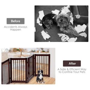 4-Panel 30\" H Brown Dog Door Pet Gates & Pens Product - Product Image 2