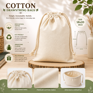 Premium Cotton <b>Drawstring</b> <b>Bags</b> for Storage GiftPackagingTravelOrganization Reusable Eco Friendly Pouch Collection Promotionaluse - Product Image 5