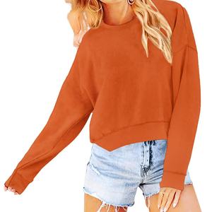 Personnalisé décontracté entraînement Crop sweat-shirt confortable à manches longues hauts pullover lâche poids lourd goutte épaule avant respirant - Product Image 2