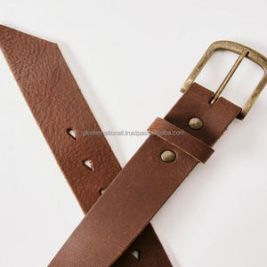 Cinturón informal de cuero de grano completo hecho a mano duradero de larga duración para hombres con hebilla de una sola punta de latón antiguo sólido todos los tamaños - Product Image 3