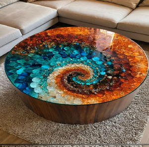 Une magnifique table de rivière rectangulaire de grande taille avec un centre en résine bleue fluide est disponible à prix de gros. - Product Image 6