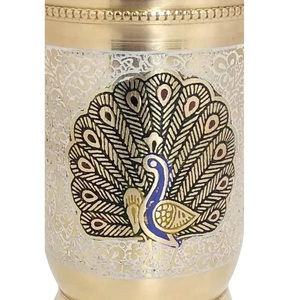 Juego de Servir de Cristal y Latón con Diseño de Pavo Real, Vajilla de Lujo Hecha a Mano - Product Image 3