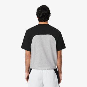 Camiseta de Cuello Redondo para Hombre, Diseño Color Block, Negro y Gris, Manga Corta, Informal, Verano, Básica, con Logotipo Personalizado, OEM, ODM, Ropa al por Mayor - Product Image 4