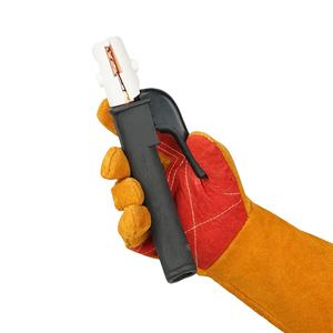 Cowhide Split Leather Gloves with Cotton Liner Safety Gloves for Tig Welding Grinding Anti-Impact Anti-Heat Rubber Material - Product Image 3