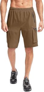 Men's Quick Dry Cargo <b>Shorts</b> With 3D <b>Padded</b> Seat Summer <b>Cycling</b> <b>Shorts</b> Brown Multi Pocket Design - Product Image 2
