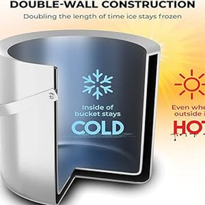 Seau à glace à double paroi en acier inoxydable de qualité supérieure |   Glacière isotherme en acier inoxydable avec poignée pivotante pour bar à domicile et fêtes - Product Image 5