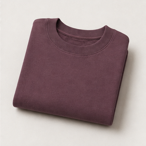 Sudadera Personalizable para Hombre, Color Ciruela Mate, Oversize, Cuello Redondo, Tejido de Canalé Ancho, Modal y Algodón Terry, MCRW-0024 - Product Image 5