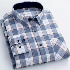 Customized 100% Cotton Flannel Solid <b>Dress</b> Shirts <b>Men</b> Quilted Lined Buttons Formal Stand Breathable Spring Long Sleeve ODM - Product Image 3