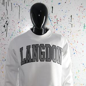LANGDON WHITE Sweat-shirt à col montant 100% GRIS Broderie appliquée Sweat-shirt à col large URBAN PRODUCTIONS - Product Image 4