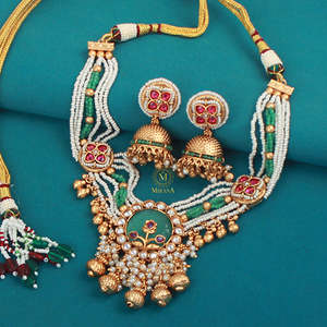 Dheera Antique Designer Gold-Plated Zircon Choker & Earring Set for Wedding & Festival - Product Image 1