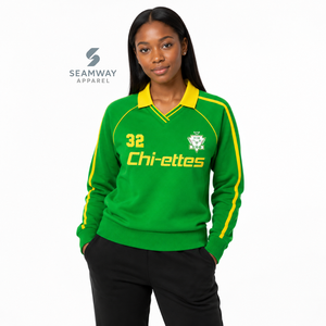 Sweat-shirt de rugby universitaire pour femmes Chi Eta Phi, col polo, manches longues, broderie, pull décontracté, pull universitaire - Product Image 5