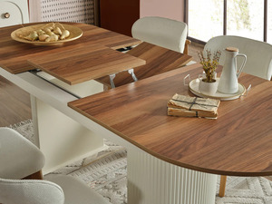 Ensemble de salle à manger moderne de luxe en teck massif, style nordique, 6 chaises, table ovale, mobilier contemporain pour villa, maison, cuisine - Product Image 3