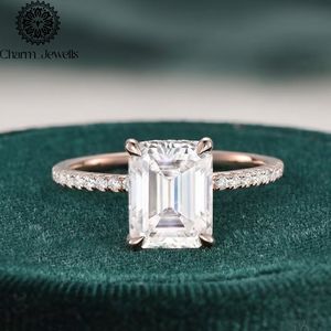 แหวนหมั้นผู้หญิงทรงคุชชั่นคัทประดับโมอิสซาไนต์จาก Charm Jewells ตัวเรือนเงินแบบหนามเตย สไตล์เรขาคณิตคลาสสิก ได้รับการรับรองจาก IGI - Product Image 4