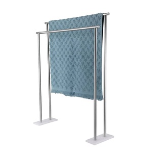 Porte-serviettes autoportant contemporain en métal pour salle de bain avec cadre minimaliste et barres de séchage durables - Product Image 4