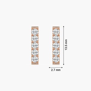Boucles d'oreilles clous en or rose 14 carats avec diamants de laboratoire ronds brillants de 0,50 carat, une seule rangée, 10 pièces, certifiées IGI - Product Image 3