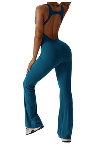 Ensemble de Yoga actif pour femmes 2 pièces Leggings de Fitness évasés Corset poches Scrunch bout à bout sans couture maigre solide haut de Yoga féminin - Product Image 3