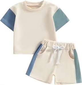 Vêtements bébé respirants 100% coton, ensembles t-shirt et short, vêtements d'été pour enfants, t-shirt à manches courtes et short, ensembles 2 pièces - Product Image 1