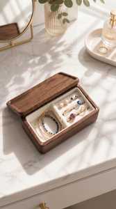 Premium Solid Wood Jewelry <b>Storage</b> Case with <b>Drawer</b> Ring Display Necklace Holder Bracelet Organizer <b>Storage</b> <b>Box</b> - Product Image 2
