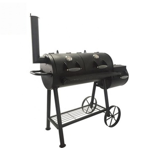 Grand <span class=keywords><strong>barbecue</strong></span> fumoir commercial au charbon de bois avec roues et étagère de rangement pour restaurant - Product Image 2
