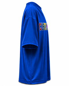 Camiseta de Manga Corta Extra Grande para Hombre con Logotipo Personalizado, Cuello Redondo, Diseño de Letras Impresas en la Parte Delantera, Tejido de Punto Informal, Color Azul - Product Image 3