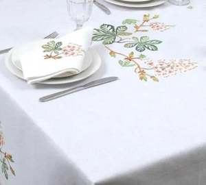 Mantel de Algodón Blanco Bordado con Flores Bonitas, Personalizado al por Mayor, en Todas las Medidas, Lavable, para Uso en el Hogar, Restaurantes y Fiestas - Product Image 3