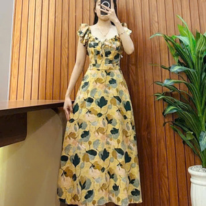 เดรสยาวเรียบหรูสำหรับผู้หญิง สวมใส่สบาย เหมาะสำหรับโอกาสต่างๆ ทรงเข้ารูป ผ้าไหม แขนสั้น ซักได้ - Product Image 4