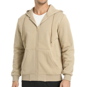 Sudadera con capucha de algodón 100% de forro polar para hombre, estilo hip hop, con cremallera completa, manga larga, informal, para invierno, venta al por mayor - Product Image 3