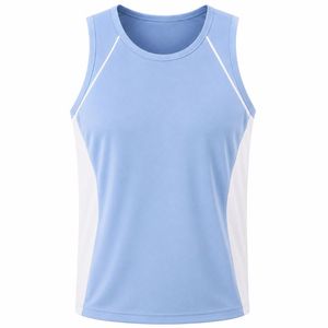 Débardeur sans manches bleu clair pour homme HMA Sports Apparels, col rond, séchage rapide, écologique, respirant, coupe sportive, tricoté 100% - Product Image 1