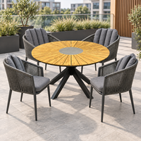 Ensemble de chaises de salle à manger en corde tressée faites à la main, résistantes à la décoloration et à la rouille, avec structure en aluminium et assise en WPC imperméable, mobilier d'extérieur commercial