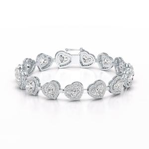 Pulsera Ajustable de Plata con Diamantes Cultivados en Laboratorio, Corazón, Color DEF, Claridad VVS VS, 17 Gramos, Venta al por Mayor Directa de Fábrica, Chapada en Oro para Mujer - Product Image 1