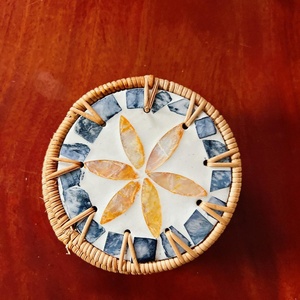 <b>Woven</b> Wicker Rattan Heatproof Drink <b>Coaster</b> TUYET DUNG Flower Classic Style for Holiday Decoration & Gift Made in Vietnam - Product Image 3