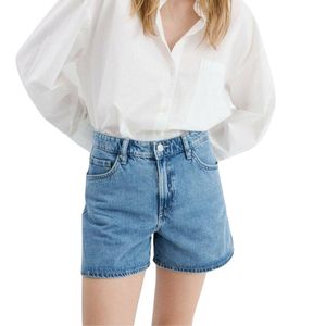 Shorts de Mezclilla de Cintura Alta para Mujer, Lavado Claro, Corte Recto, Casual, Moda de Verano, Venta al Por Mayor, Shorts de Mezclilla de Corte Recto - Product Image 2