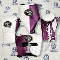 Ensemble d'entraînement de boxe sur mesure de haute qualité en cuir de vachette, kit d'entraînement de kickboxing confortable pour adultes, couleur et logo personnalisés, OEM