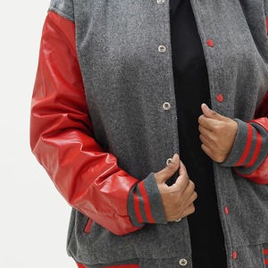 Veste universitaire pour femme, personnalisable, brodée, en mélange de laine avec manches en cuir, vêtement d'extérieur universitaire, service d'échantillons OEM ODM - Product Image 4