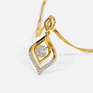 Collar con Colgante de Diamante Cultivado en Laboratorio, Geométrico Floral en Oro Amarillo - Product Image 3