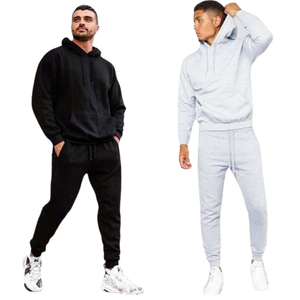 Customized Men's Hooded Solid Heavyweight Anti-Bacterial 2-Piece Pullover Athletic Gym Jogging Men Tracksuits - Product Image 5