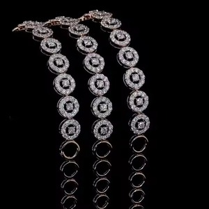 White Round Moissanite Diamond <b>Bracelet</b> & Bangle Round in 18K Yellow Gold Cut Jewelry - Product Image 3