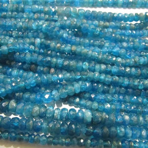 Perles d'apatite néon naturelle facettées rondes de 5-6 mm, brin de 13 pouces de long - Product Image 2