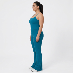 Wholesale Custom Logo Female 2PCS Yoga Set Women Gym Fitness Sports Suits High Waist <b>Flared</b> Trousers Workout Suits Athletic Wear - Product Image 2