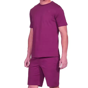 Custom <b>Men</b> Summer Tracksuit <b>2</b>-<b>Piece</b> Polyester/Cotton Quick Dry Solid T-Shirt and Shorts <b>Set</b> - Product Image 3