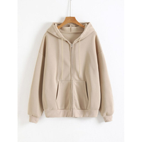 Sweat à capuche zippé oversize pour homme, couleur unie, en molleton, décontracté, coupe classique, tricoté, bleu clair