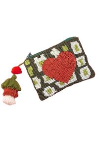 Monedero Elegante con Bordado de Cerezas y Cuentas, Mini Bolsa con Cremallera, Diseño Único Hecho a Mano en India - Product Image 3