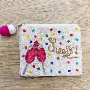 Broderie perlée à la main de luxe Cheers Mini sac à fermeture éclair coloré Fantaisie Élégant Élégant Premium et exclusif à la mode de l'Inde - Product Image 1