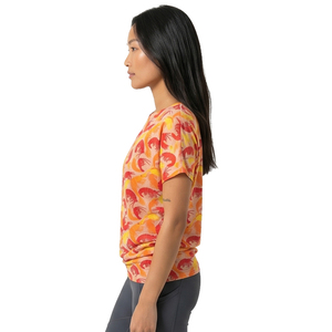 T-shirt à manches courtes col rond pour femme avec imprimé crevettes, coupe classique, haut décontracté d'été, 100% polyester, t-shirts en tricot pour femme - Product Image 3