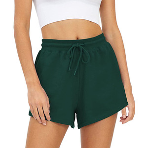 Shorts de sport décontractés pour femmes, taille mi-haute élastique, séchage rapide, couleur unie, nouvelle collection été, personnalisables et abordables - Product Image 1